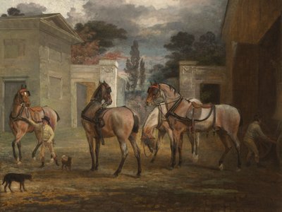 四个罗恩教练马与两个新郎，1792年 作者 乔治·加拉德