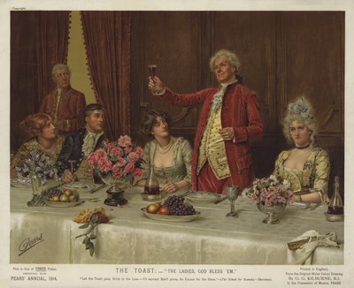 敬酒：女士们，上帝保佑她们。 作者 George Goodwin Kilburne
