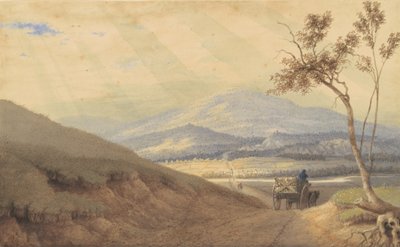 Gleamy效应-Hollidaysburg，宾夕法尼亚州，1835-40（水彩和石墨在编织纸上） 作者 乔治·哈维