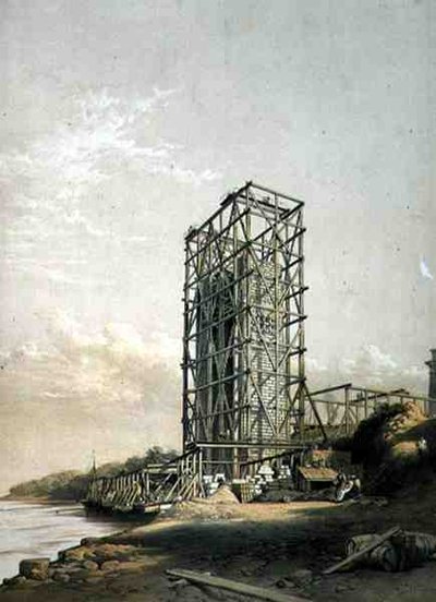 不列颠桥，卡纳文塔，1848年9月，1849年出版（石印）。 作者 乔治·霍金斯