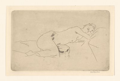 斜躺的女性裸体 作者 George Hendrik Breitner（艺术家签名）