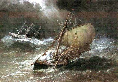 在北海风暴，Smack＆Barque 作者 乔治·亨利·安德鲁斯