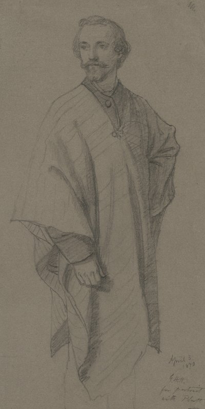 自画像，1870年（棕色编织纸上的石墨） 作者 乔治·亨利·霍尔