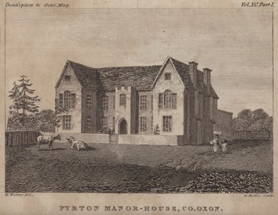 牛津郡派顿庄园（Pyrton Manor House）（雕刻版）。 作者 乔治·霍利斯