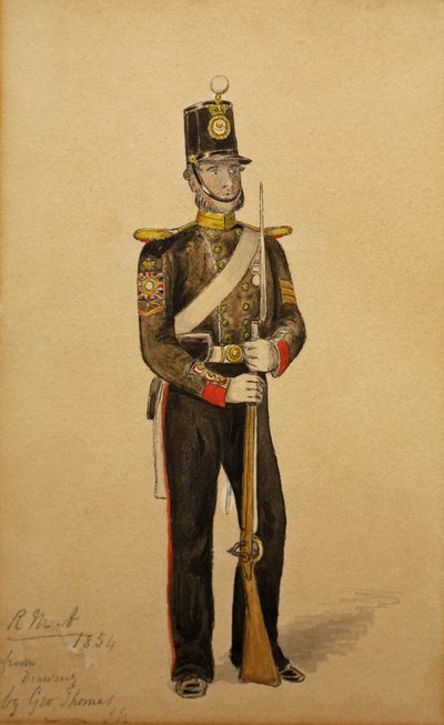 皇家海军炮兵的颜色警长，1854年（纸上写着） 作者 George Housman Thomas