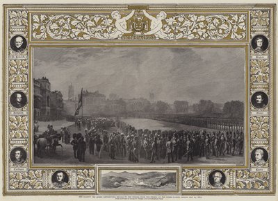 女王陛下于1855年5月21日在骑兵卫队游行中向克里米亚的英雄分发奖章 作者 乔治·侯斯曼·托马斯