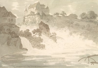 1782年落在Schauffhausen（纸上用钢笔和墨水在石墨上） 作者 乔治·豪兰·博蒙特