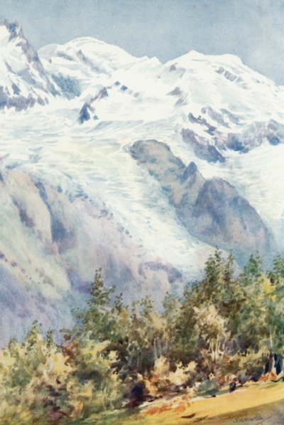 来自拉斯金石的勃朗峰（彩色石版画） 作者 乔治·杰克逊·弗莱姆威尔