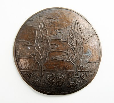Convex plaque with trees, clouds and flowers (metal) 作者 乔治·詹姆斯·弗兰普顿