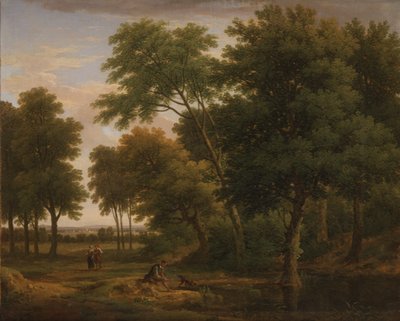 有人物的林中风景，约 1745 年（布面油画） 作者 George Lambert