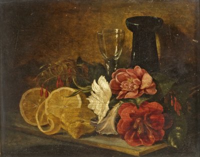 静物与水果和鲜花，1855年 作者 乔治·兰斯