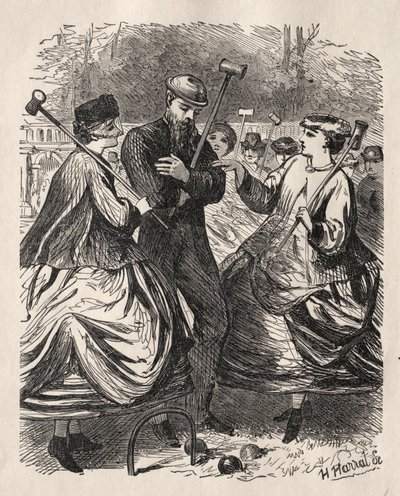 我们的槌球派对，1864年。 作者 乔治·路易斯·帕尔梅拉·布森·布莫里耶
