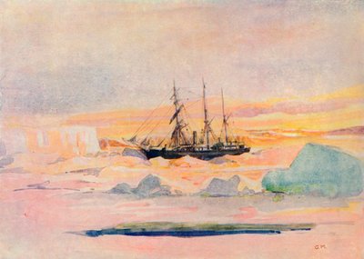 Shackletons船在Nimrod在麦克默多湾（McMurdo Sound）航行，1909年，1912年 作者 乔治马斯顿