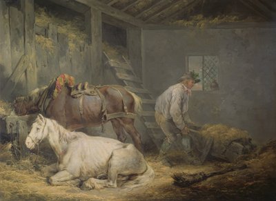 马匹在稳定，1791年 作者 George Morland