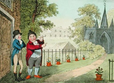描绘花园，由Isaac Cruikshank (1756-c.1811)雕刻，1796年出版（水印）。 作者 乔治·穆塔德（后）伍德沃德