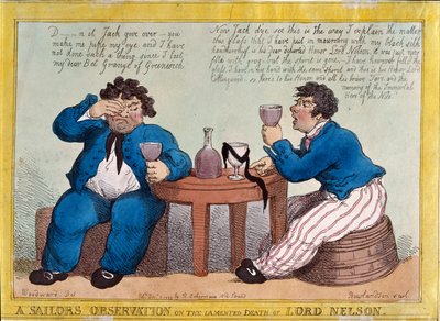 一名水手观察纳尔逊勋爵的哀悼，由托兰斯罗兰森（1756-1827）镌刻，由鲁道夫阿克曼于1805年12月3日出版（彩色蚀刻） 作者 乔治·穆塔德·伍德沃德