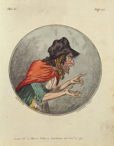 艾萨克·克鲁克香克（Isaac Cruikshank）蚀刻的一个老妇的卡通画 作者 乔治·穆塔德·伍德沃德