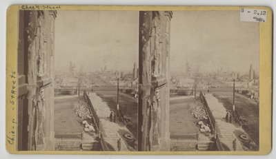 1871年芝加哥大火后克拉克街的立体视图 作者 乔治·N·巴纳德