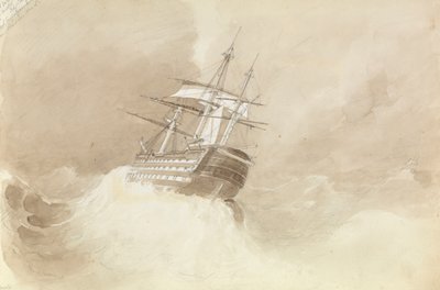 特拉法加 "号在马耳他附近的东北大风中失去舵头 作者 乔治·佩切尔·门兹