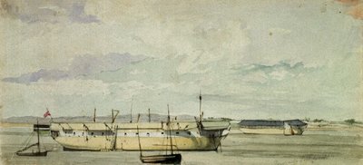 1844年9月4日，"香农 "号在谢内斯变成废船 作者 乔治·佩切尔·门兹