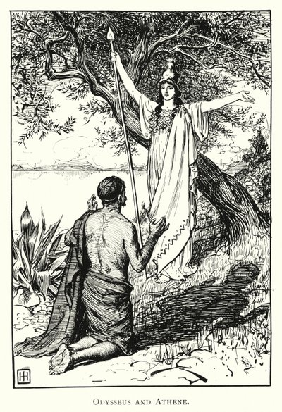 Odyssey: Odysseus and Athene (engraving) 作者 乔治·珀西·雅各布·胡德