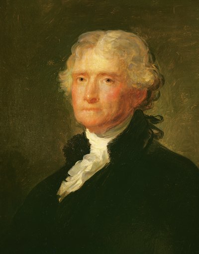 托马斯·杰斐逊的肖像，由吉尔伯特·斯图尔特（1755-1828）绘画后 作者 George Peter Alexander Healy