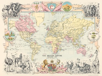 大英帝国世界地图，摘自《南非城堡线地图集 作者 乔治·菲利普