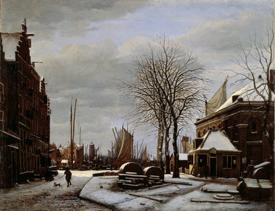 阿姆斯特丹的 Grijpsteenmarkt（Whetstone 市场）和冬季的 Het Zeerecht（阿姆斯特丹的 Slypsteenen）大楼 作者 乔治·彼得·韦斯特伯格