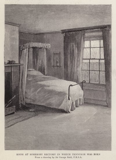 林肯郡萨默斯比教区的房间，英国诗人阿尔弗雷德-丁尼生勋爵1809年就出生在这里（平版）。 作者 乔治·里德