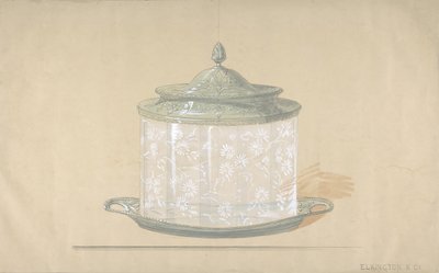 带银质底座和盖子的玻璃盒设计，1820-65。 作者 乔治·理查兹·埃尔金顿
