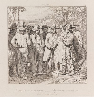 农民对话，慕尼黑，约1821年（蚀刻） 作者 乔治·罗伯特·刘易斯