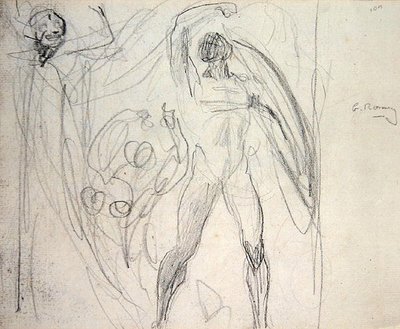 撒旦、罪恶和死亡（纸上铅笔画） 作者 乔治·罗姆尼