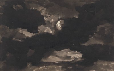 云雾缭绕的月夜天空研究 作者 乔治·罗姆尼