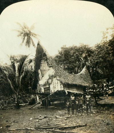 英属新几内亚萨里巴（Sariba）的土著小屋，建于1909年。 作者 乔治·罗斯