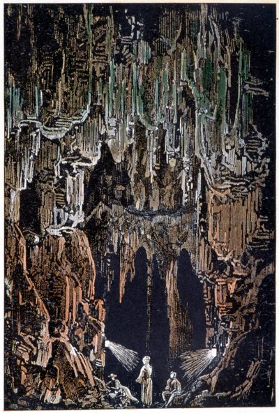 在儒勒·凡尔纳 (Jules Verne) 的《地心之旅》(Journey to the Earth of the Earth) 中，这些灯挂在熔岩突起上 作者 乔治·鲁克斯