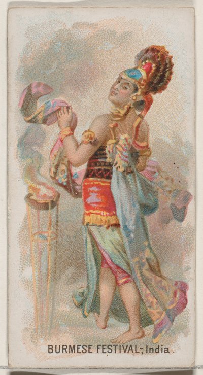 缅甸节，印度，来自杜克牌香烟的假期系列N80，1890年。 作者 乔治·S·哈里斯父子