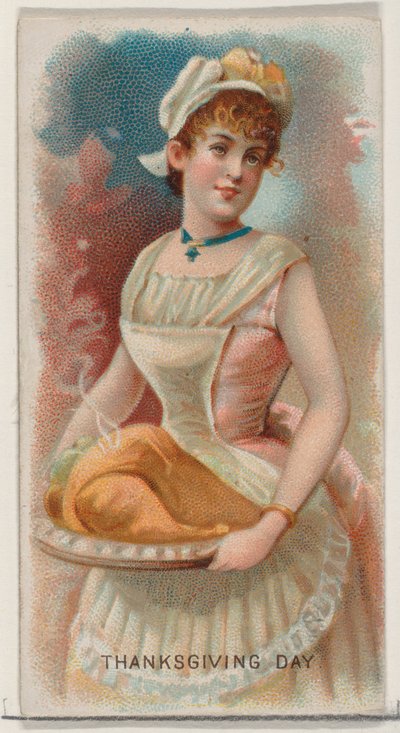 感恩节，美国，来自杜克牌香烟的假日系列N80，...，1890年。 作者 乔治·S·哈里斯父子