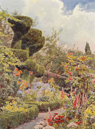 意大利花园：拉巴蒂亚修道院花园（彩色石版画） 作者 乔治·塞缪尔·埃尔古德