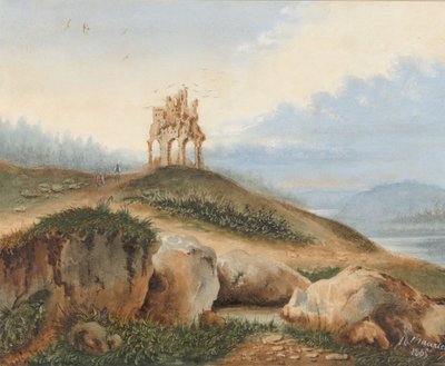 带有神奇城堡的风景，1865年。 作者 乔治·桑德