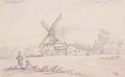 伦敦格林威治Blackheath上的磨坊与风车景观，1833年 作者 乔治·谢泼德