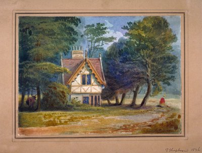 伦敦海德公园的小屋景观，1826年。                                                        作者 乔治·谢泼德