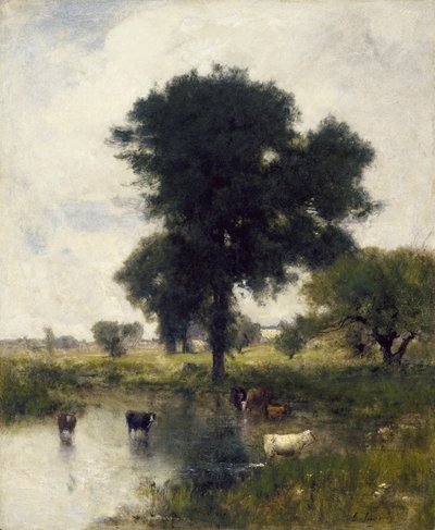 1880年，池中的牛（夏日风景） 作者 乔治·斯尼尔因内斯