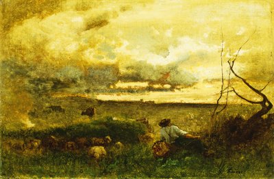 金色的夕阳， 作者 George Snr. Inness