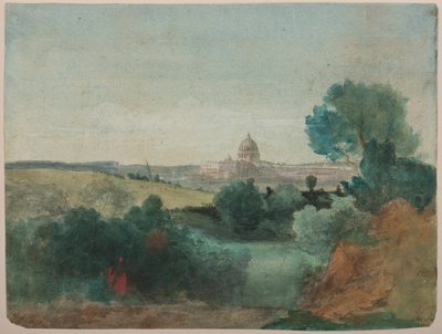 从Campagna看到的圣彼得斯，1850年（纸上写着铅笔） 作者 乔治·斯尼尔因内斯
