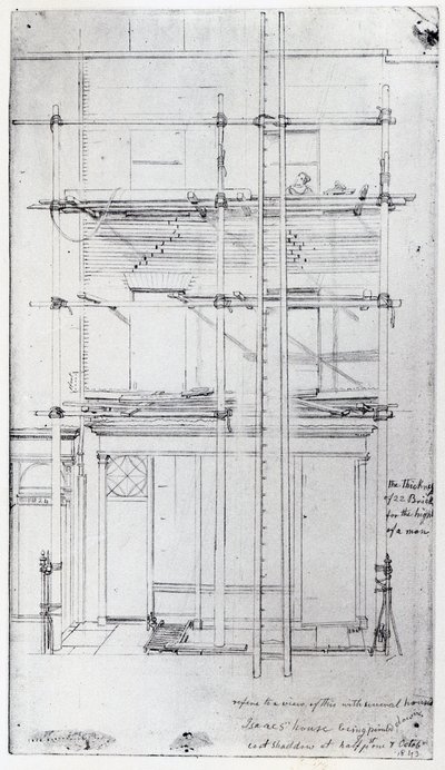 伊萨克之家的外观被粉刷，1843年 作者 乔治·斯尼·夏普