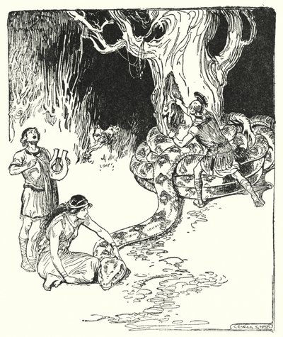Jason and the Argonauts: "Then Jason leapt forth warily, and tore the fleece from off the tree trunk" (litho) 作者 乔治·索珀