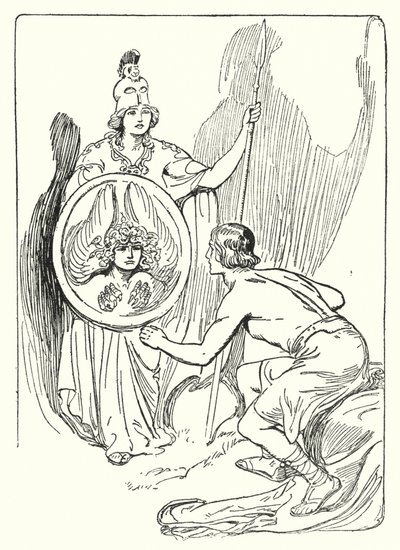 Perseus: "In the mirror of the shield there appeared a face" (litho) 作者 乔治·索珀