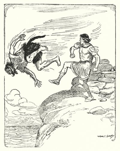 Theseus: "He kicked him over the cliff into the sea" (litho) 作者 乔治·索珀
