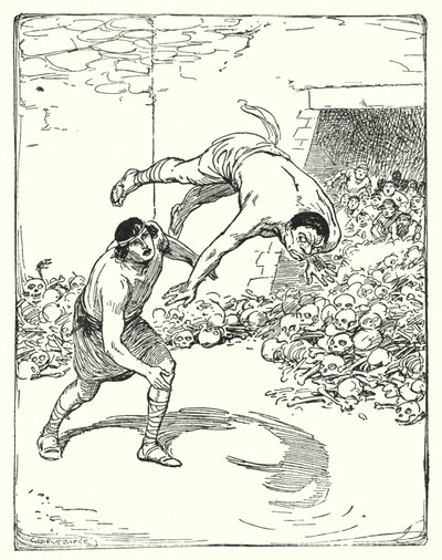 忒修斯：“忒修斯把他放在地上”（石版画） 作者 乔治·索珀