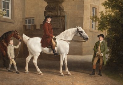 威廉·亨利·卡文迪什·本廷克（William Henry Cavendish Bentinck）的详细信息，波特兰第三公爵在维尔贝克修道院骑马马厩前，1766-7 作者 乔治·斯塔布斯